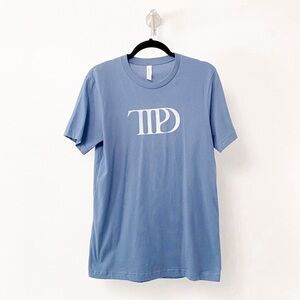Taylor Swiftie TTPD Era Sparkle‎ Front Short Sleeve T Shirt Steel Blue Medium